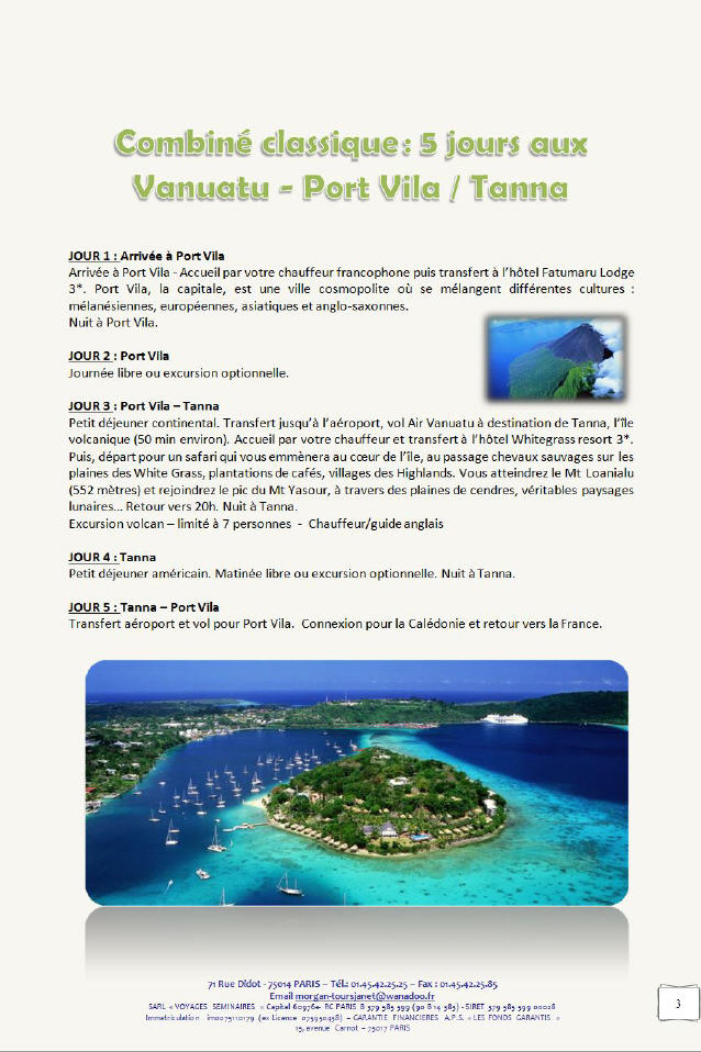 Combiné Vanuatu - Port Vila / Tanna
